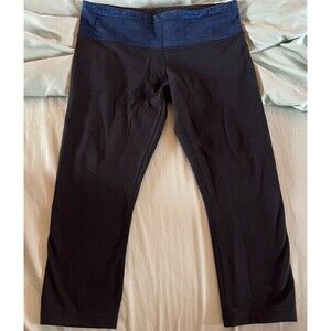 Lululemon Leggings Womens Size 10 Black Blue Athletica Reversible Crop Gym Run